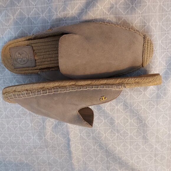 Tory Burch Espadrilles Mules Size 8 Slides Sandals Flats Slip On Beige Leather - Picture 4 of 16